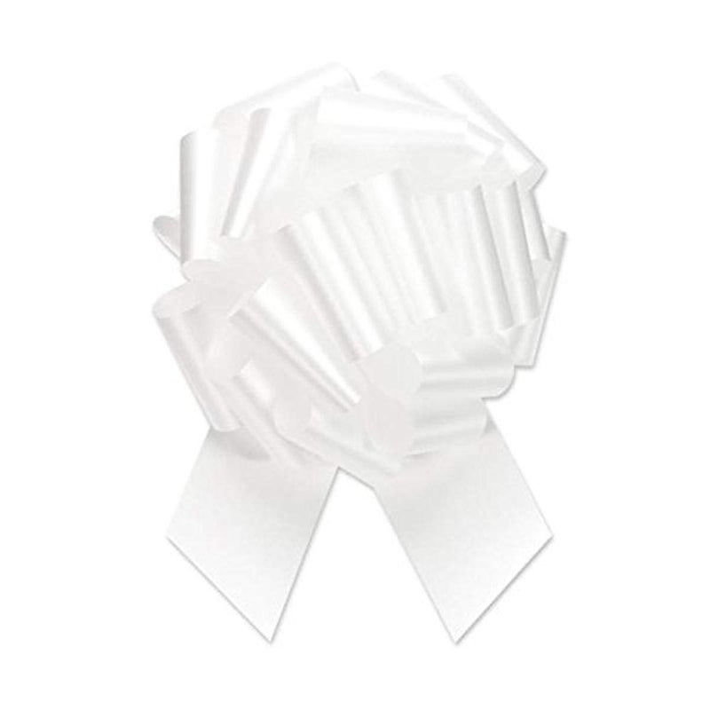 Berwick Offray 2.5'' Wide Ribbon Pull Bow, 8'' Diameter with 20 Loops, White